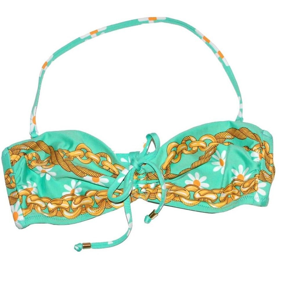 NWT Nanette Lepore Daisy Mint  Bandeau Bikini Top Small S